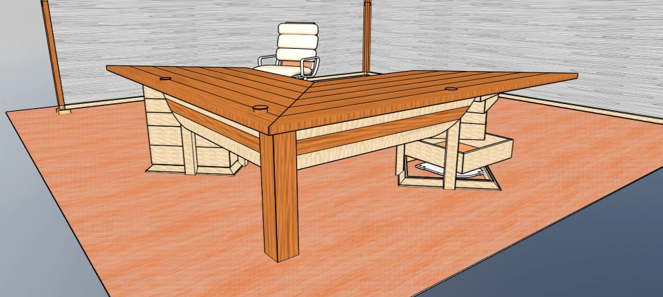 Executive Wing Desk (Alder, Alder)
