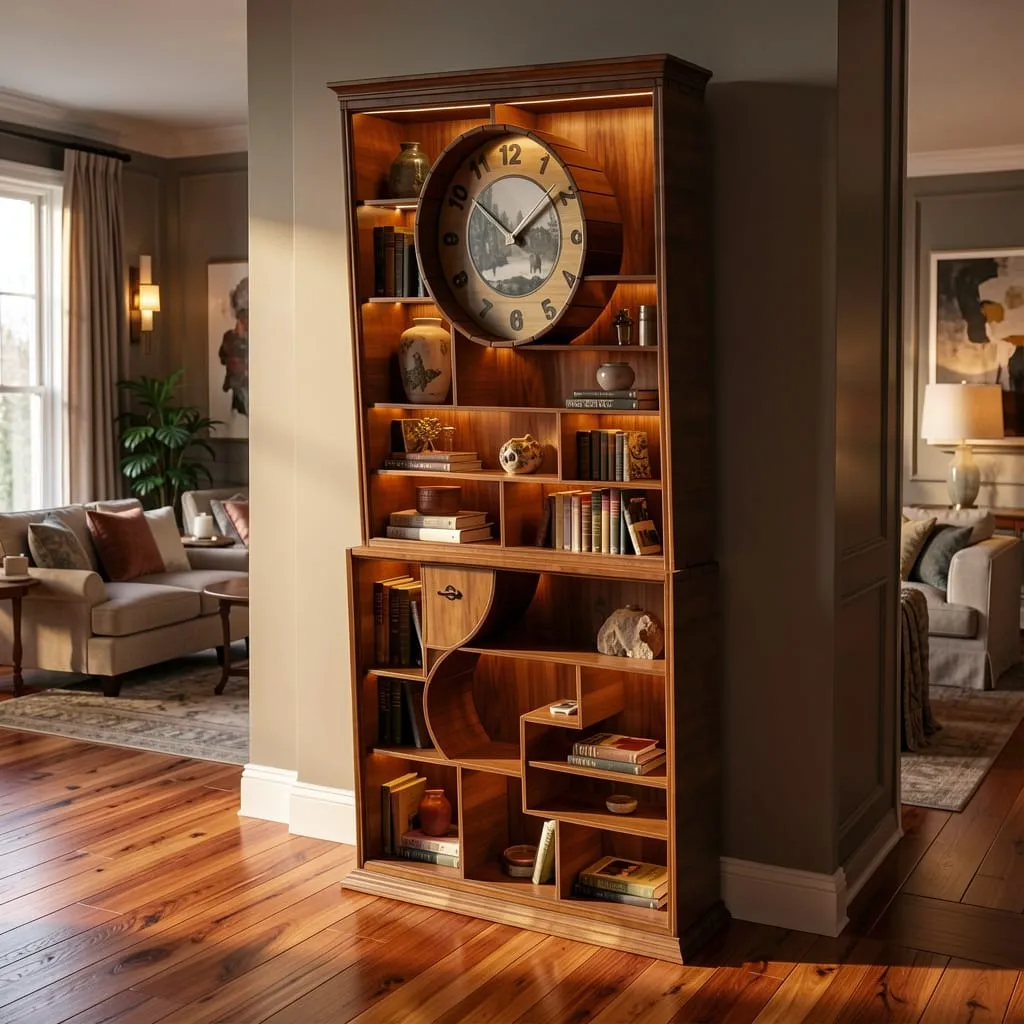 CLOCK BOOKSHELF (Alder, Alder)